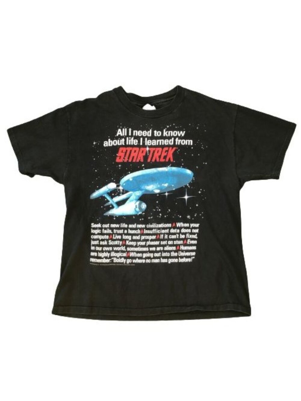 Vintage Star Trek Black Faded Black T-Shirt - Size Large
